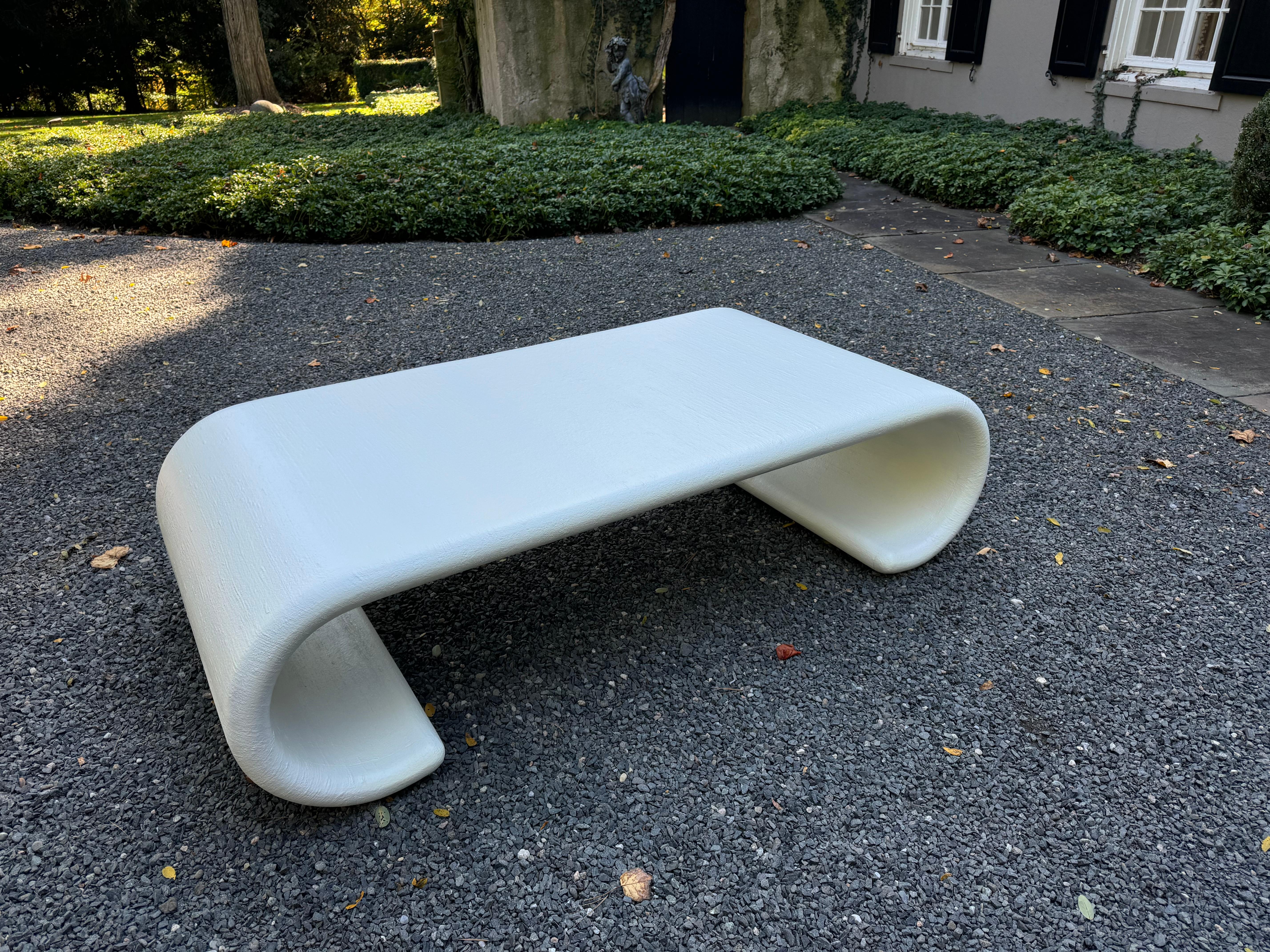 Chic Karl Springer Style Linen Wrapped Scroll Coffee Table 2