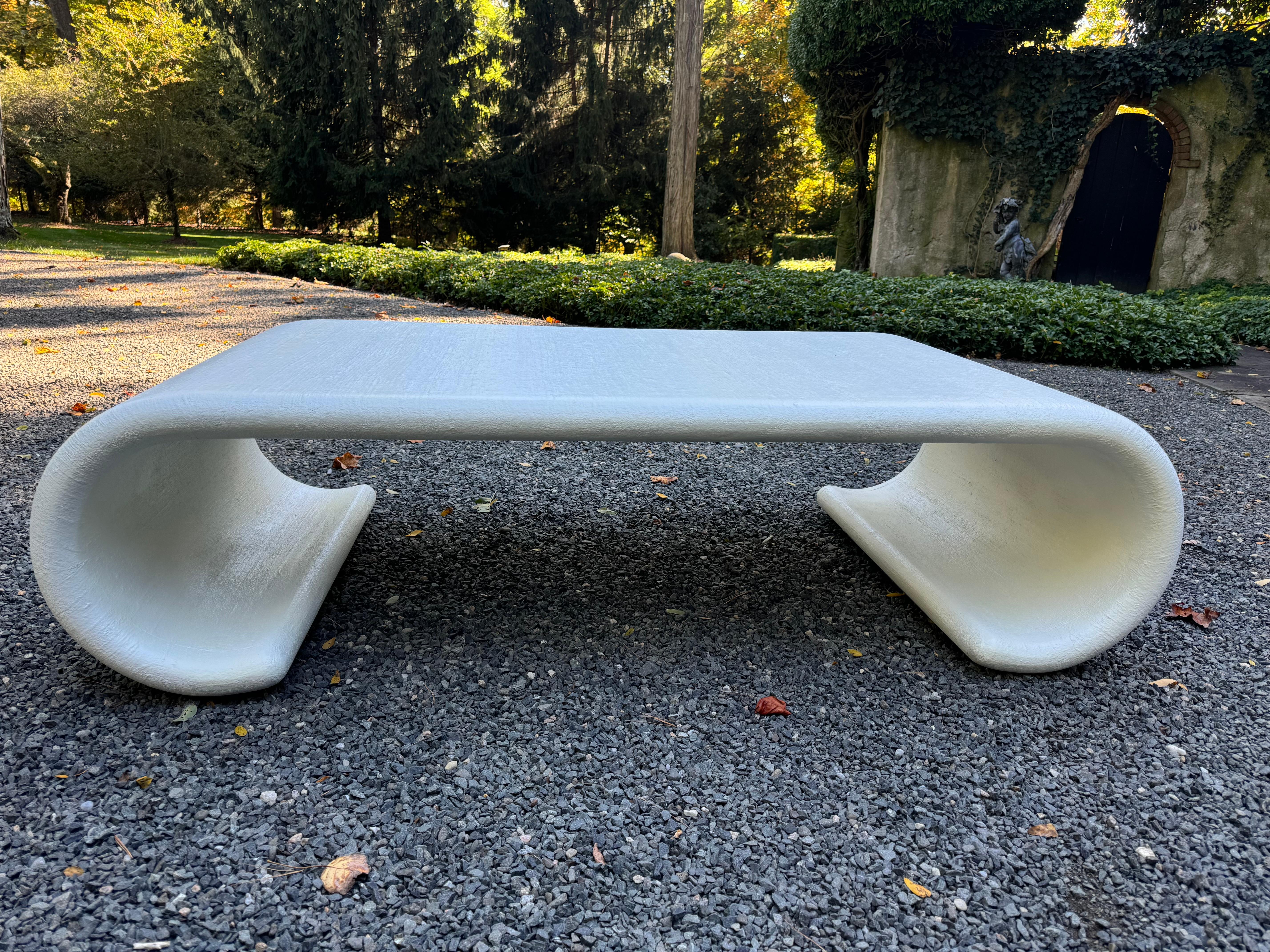 Chic Karl Springer Style Linen Wrapped Scroll Coffee Table 3