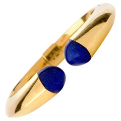 Chic Lapis Lazuli 18 Karat Yellow Gold Chic Cuff Bangle Bracelet