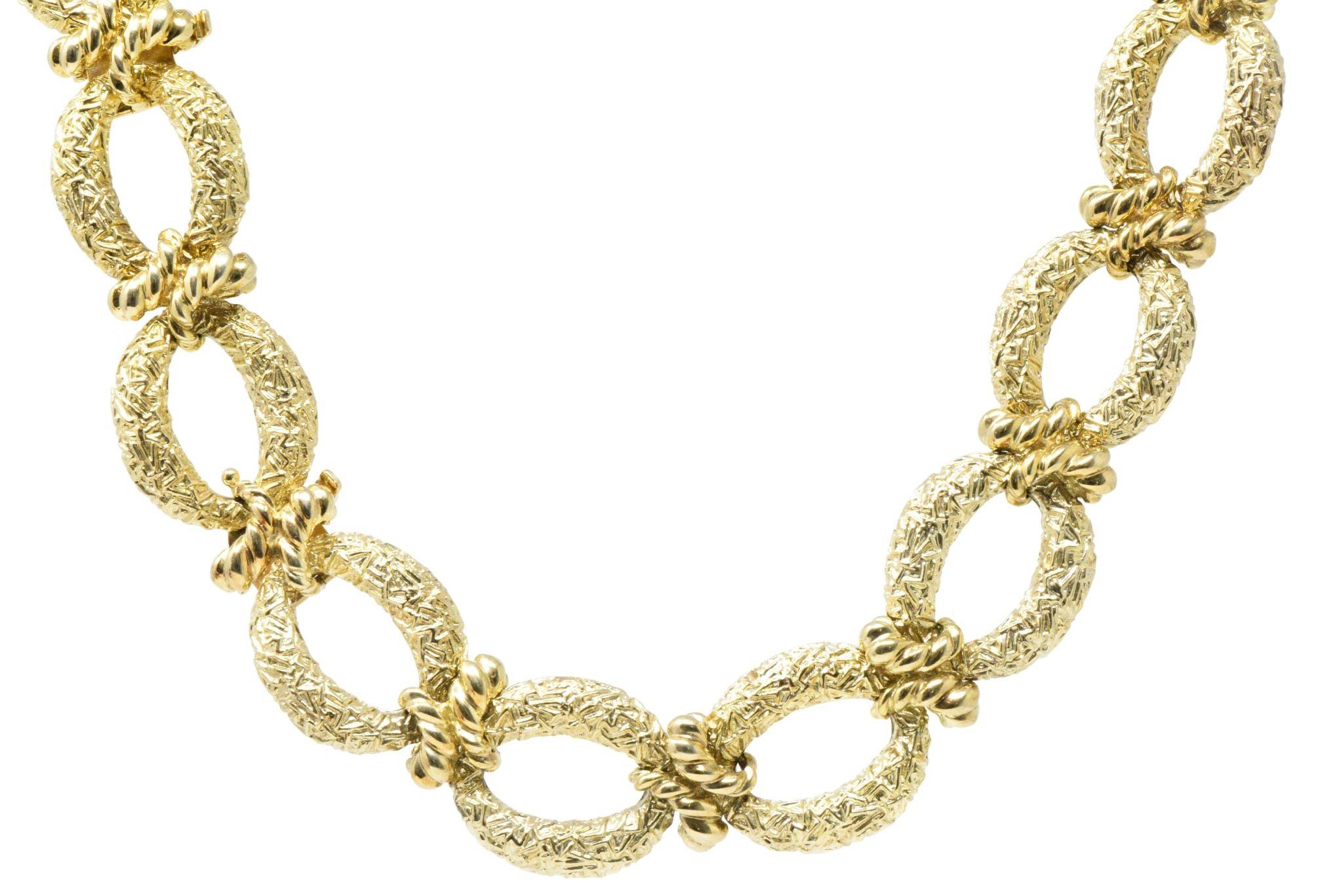 Chic Large 14 Karat Gold Necklace and Bracelet Combo 1