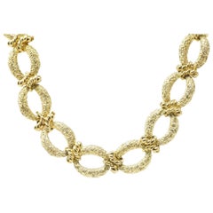 Chic Large 14 Karat Gold Necklace and Bracelet Combo