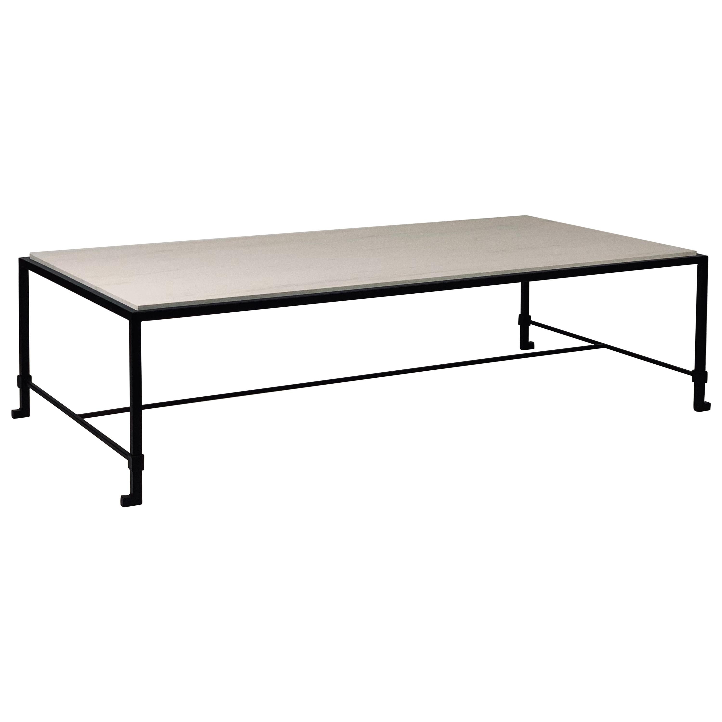 Chic Large 'Diagramme' Limestone Coffee Table by Design Frères For Sale