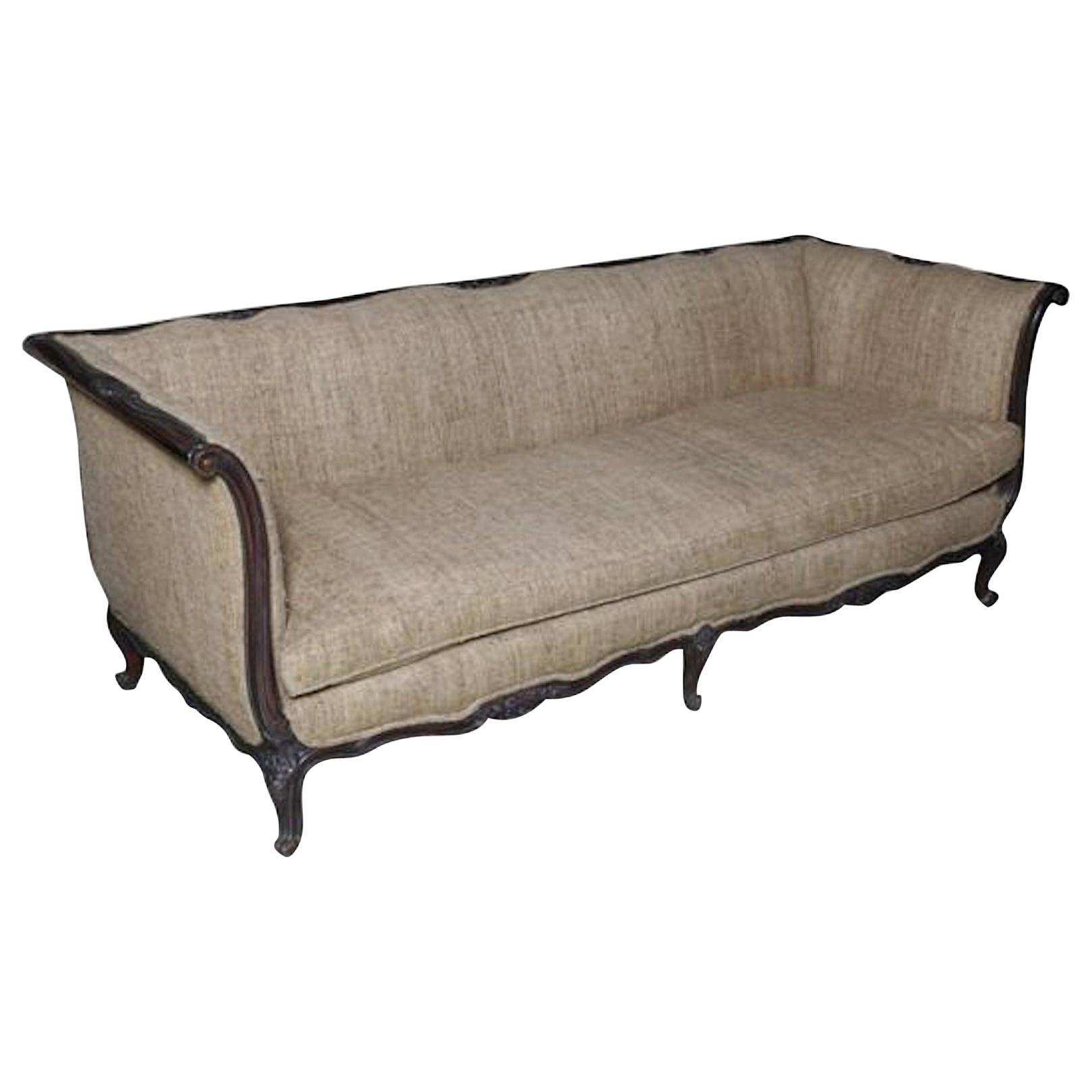 Chic Large Luxurious French Carved Walnut Sofa with Provenance For Sale