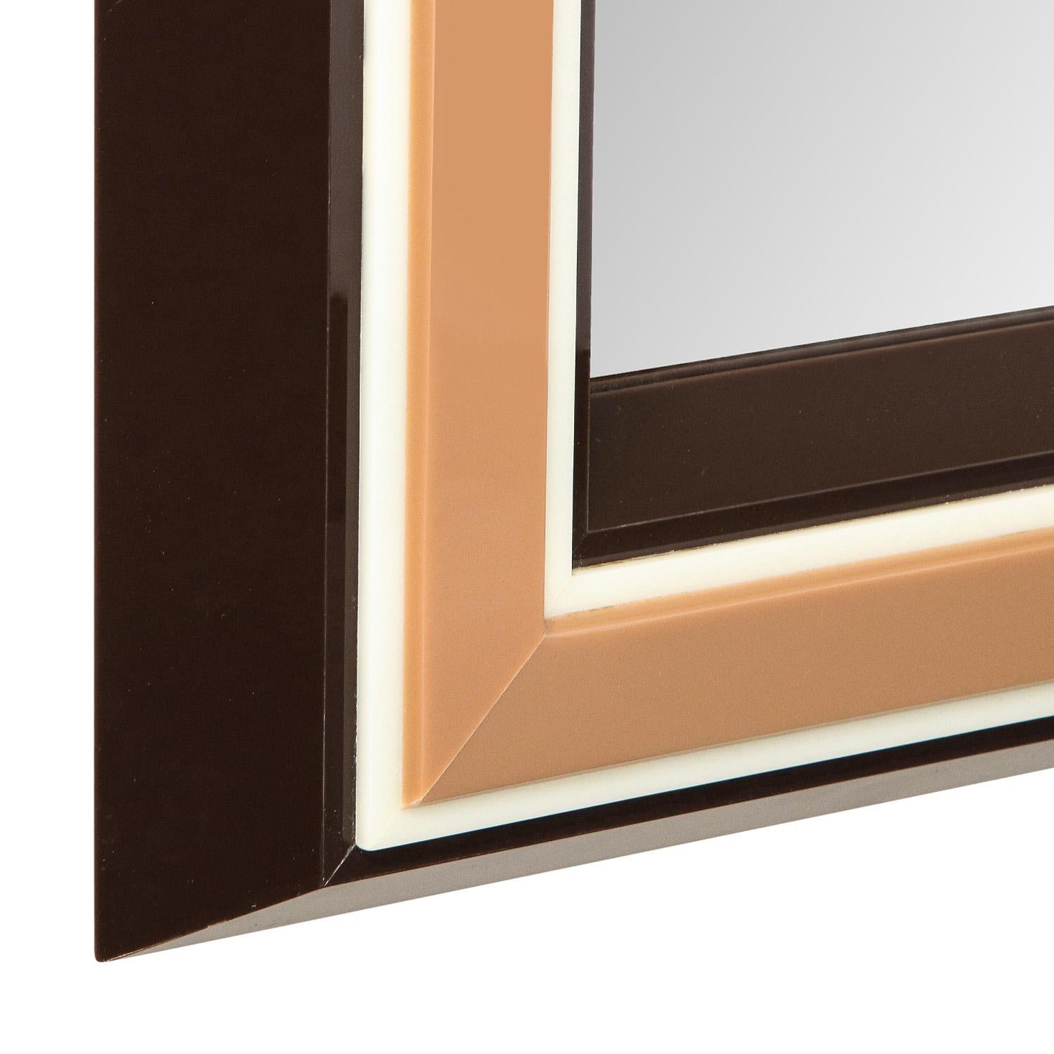 American Chic Les Prismatiques Mirror with Frame in Molded Lucite 1970s 'Signed'