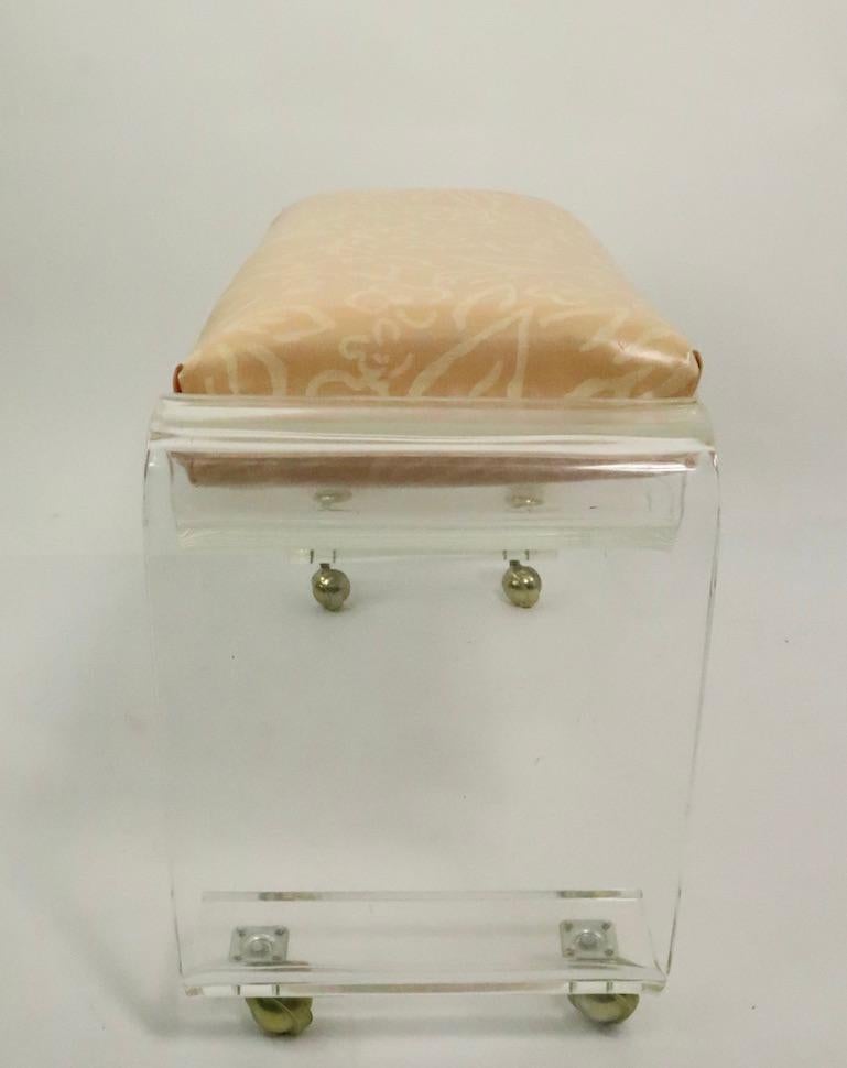 Chic Lucite Bench on Ball Coaster Feet after Charles Hollis Jones 1