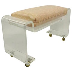 Chic Lucite Bench on Ball Coaster Feet after Charles Hollis Jones