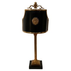 Chic Maison Jansen Gilt Bronze & Black Ebonized Table Lamp