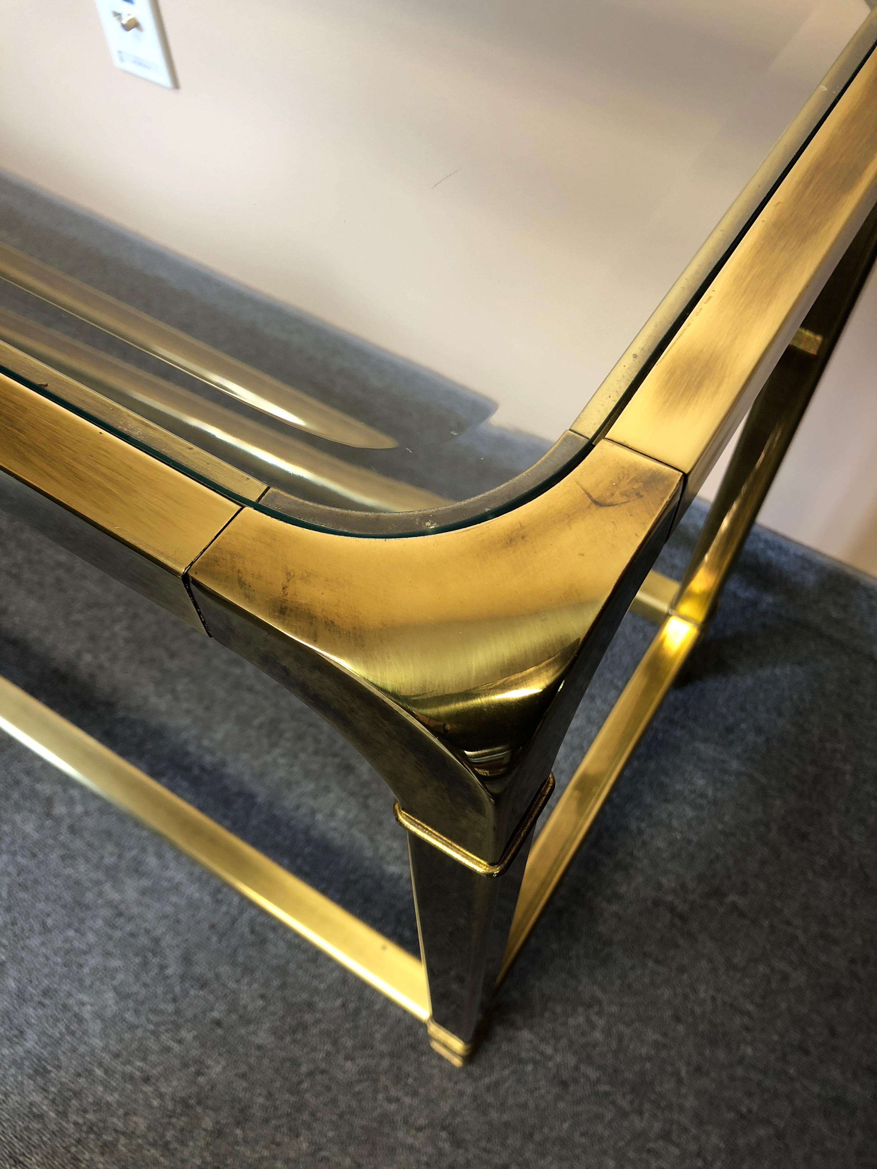 American Chic Mastercraft Mid-Century Modern Brass and Glass Console or Sofaback Table
