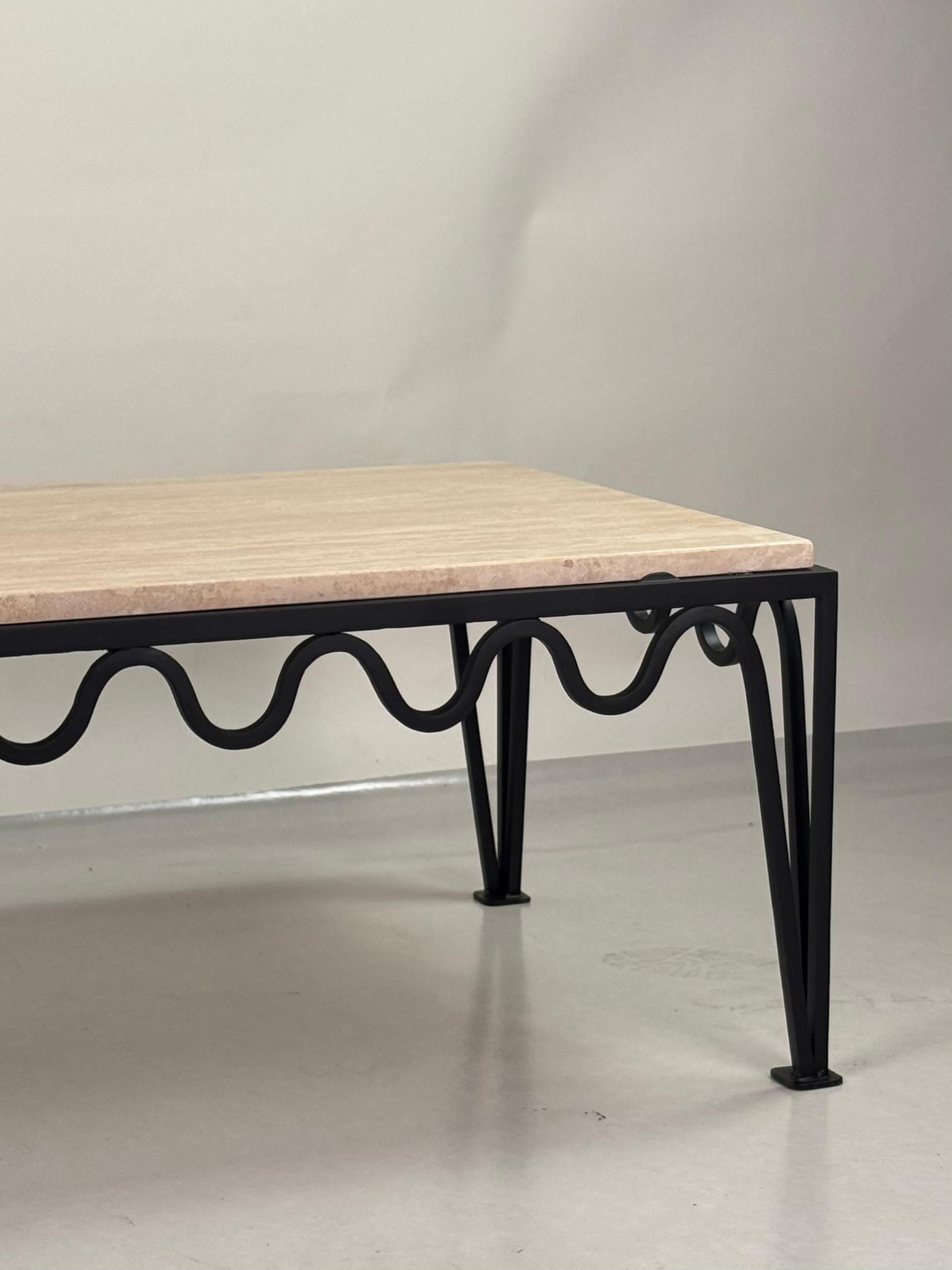 Chic 'Méandre' Travertine Coffee Table by Design Frères In New Condition For Sale In Los Angeles, CA