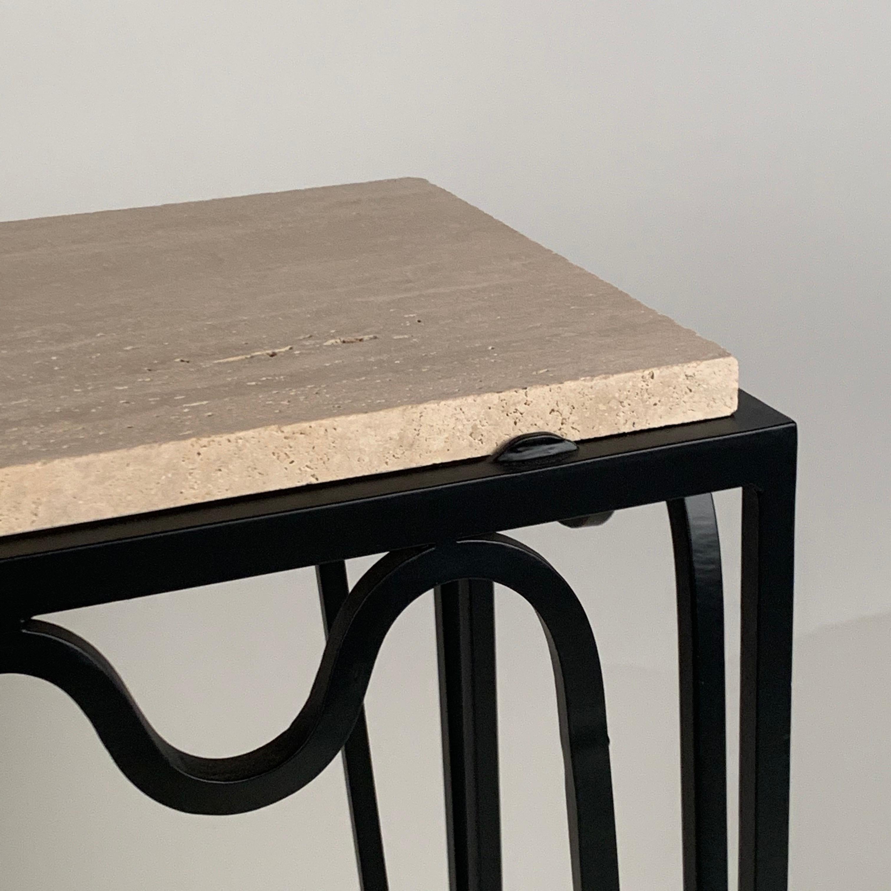 Chic 'Méandre' Travertine Console by Design Frères In New Condition For Sale In Los Angeles, CA