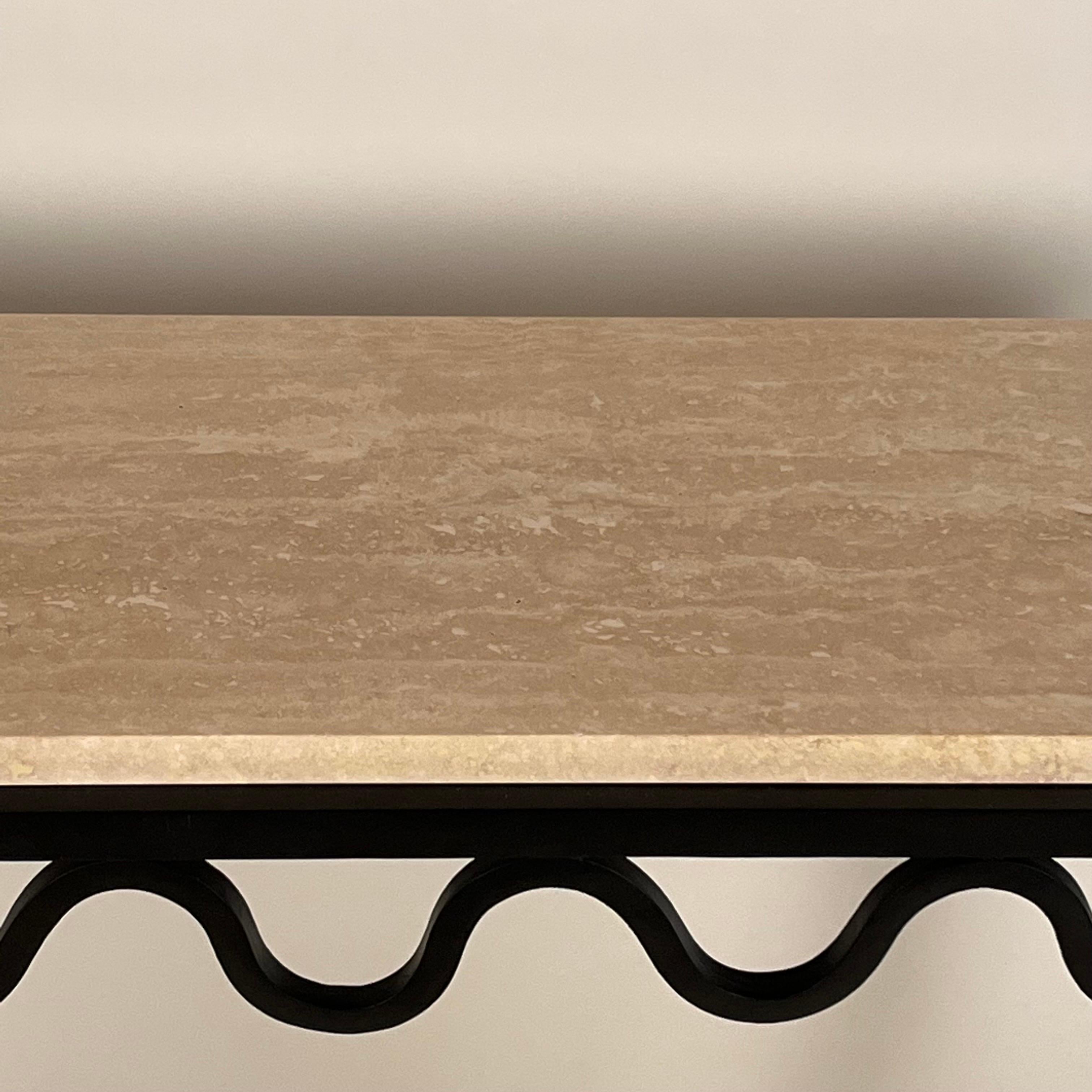 Contemporary Chic 'Méandre' Travertine Console by Design Frères For Sale
