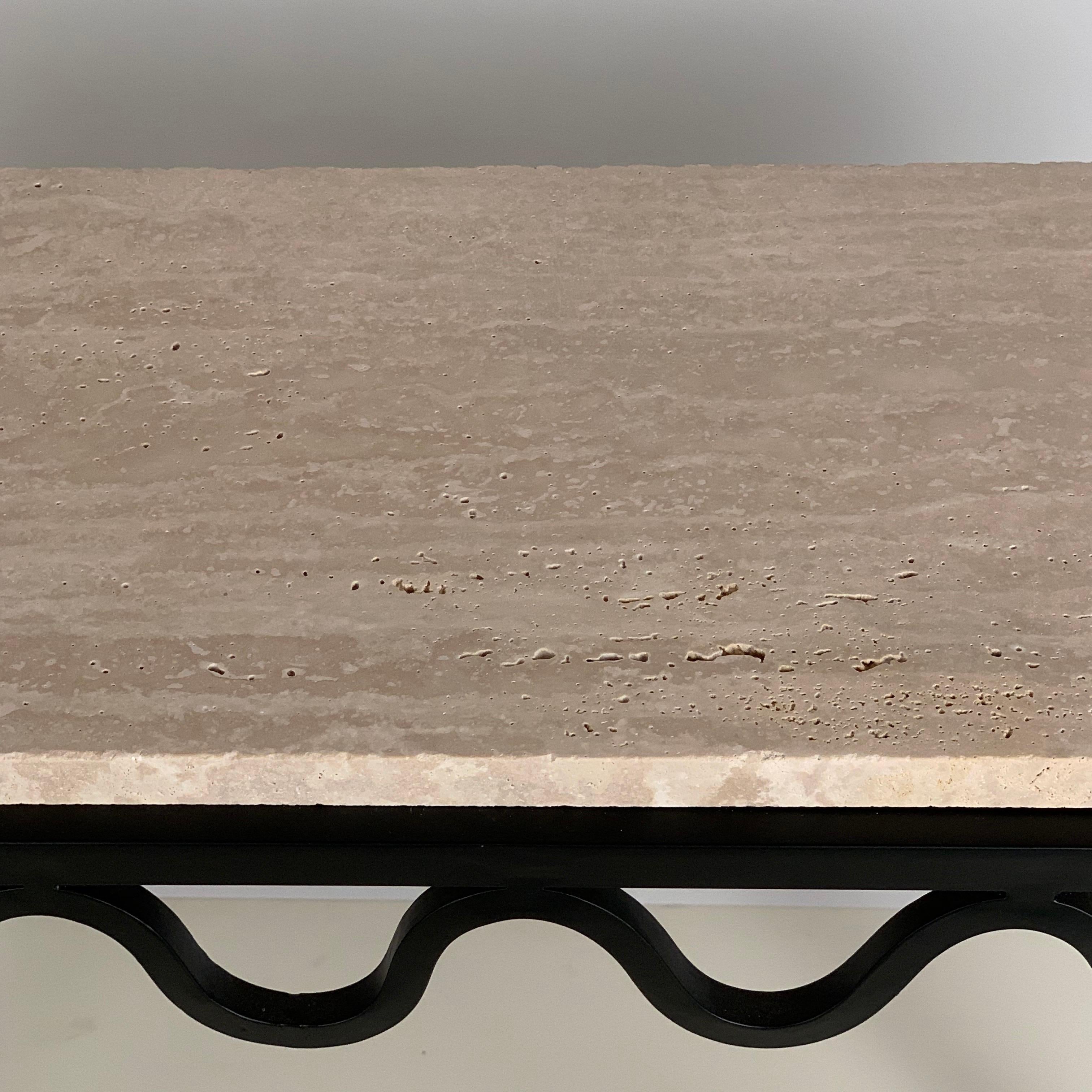 Contemporary Chic 'Méandre' Travertine Console by Design Frères For Sale