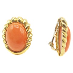 Retro Chic Mediterranean Coral Gold Ear Clips