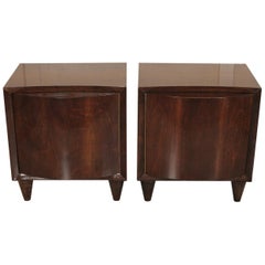 Chic Mid-Century Modern Pair of Walnut Side or End Tables by Modernage