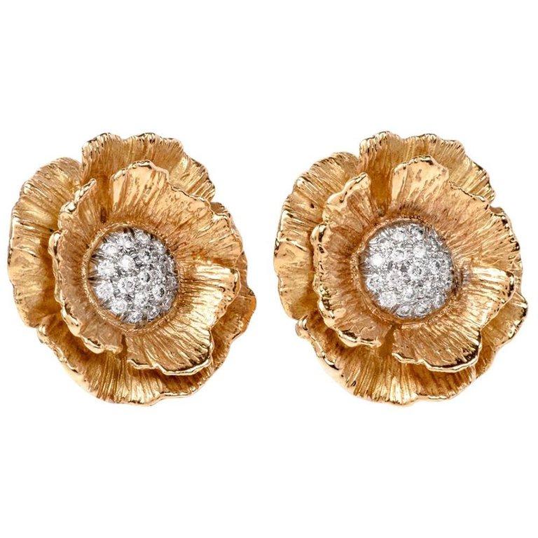 gold hibiscus earrings