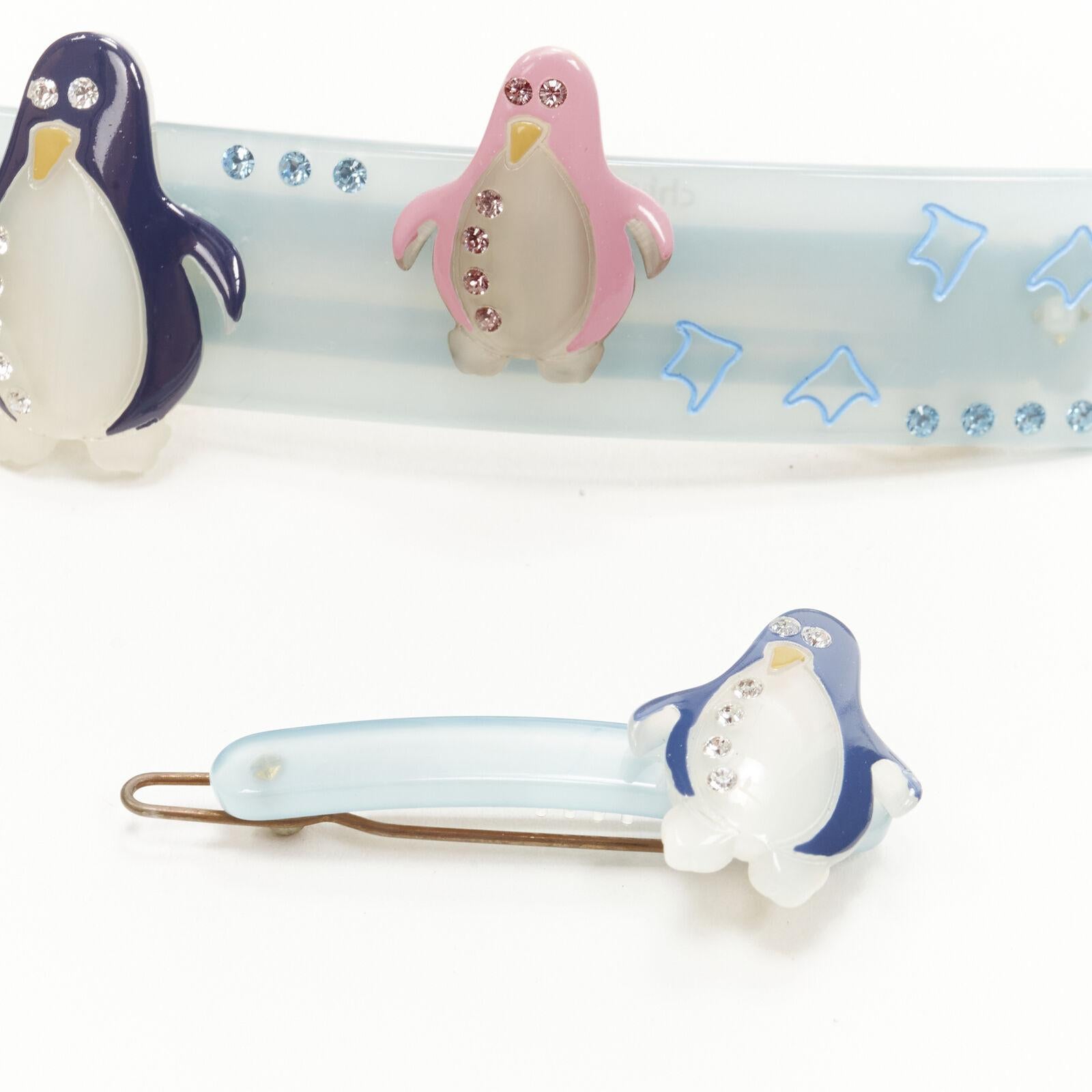 Gray CHIC & MODE Alexandre Zouari 2X blue penguin crystal hair clip For Sale