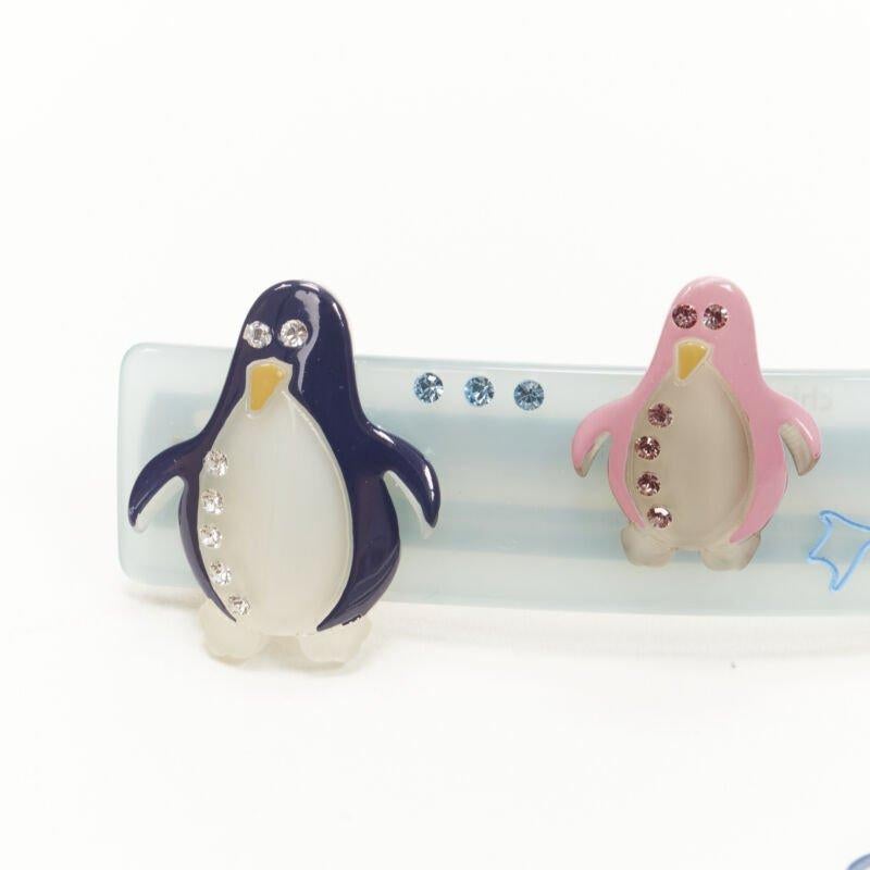 CHIC & MODE Alexandre Zouari 2X fermacapelli con pinguino blu in cristallo In condizioni ottime in vendita a Hong Kong, NT