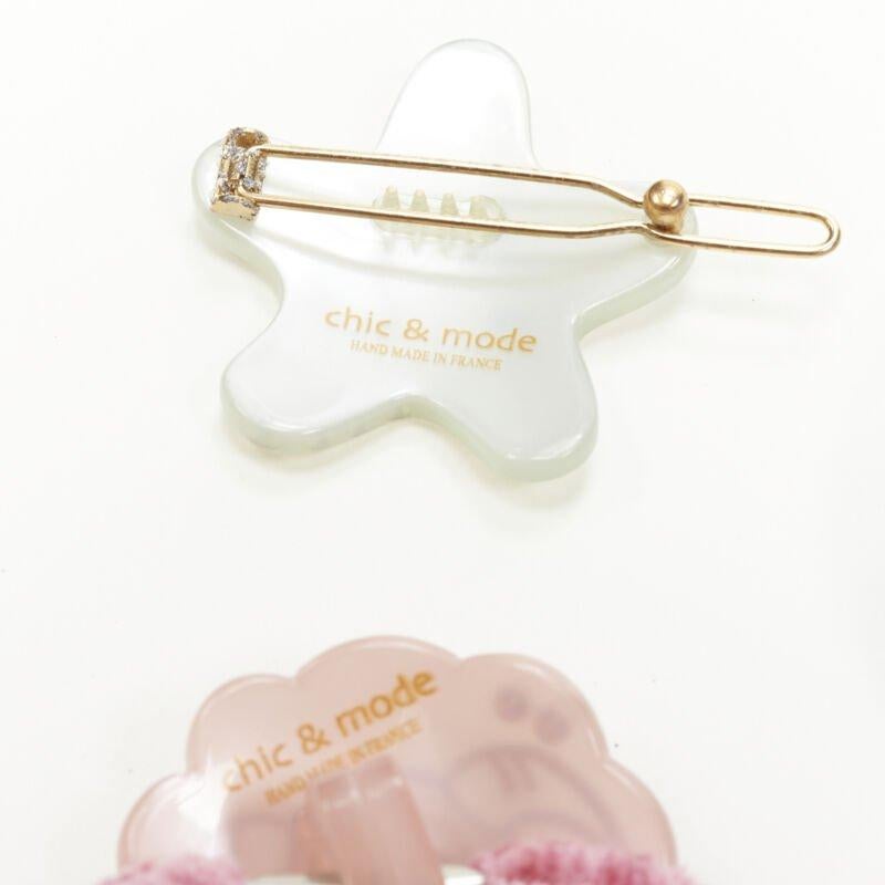 CHIC & MODE cravate Alexandre Zouari 4X en cristaux verts étoilés en poil de mouton rose Pour femmes en vente