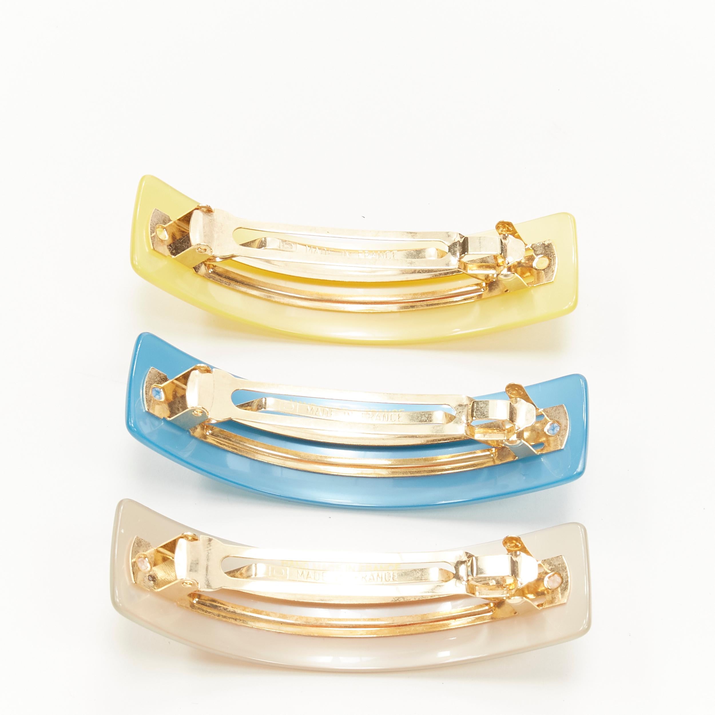 CHIC & MODE Alexandre Zouari color block shiny surface logo acrylic clips X3 In Good Condition For Sale In Hong Kong, NT