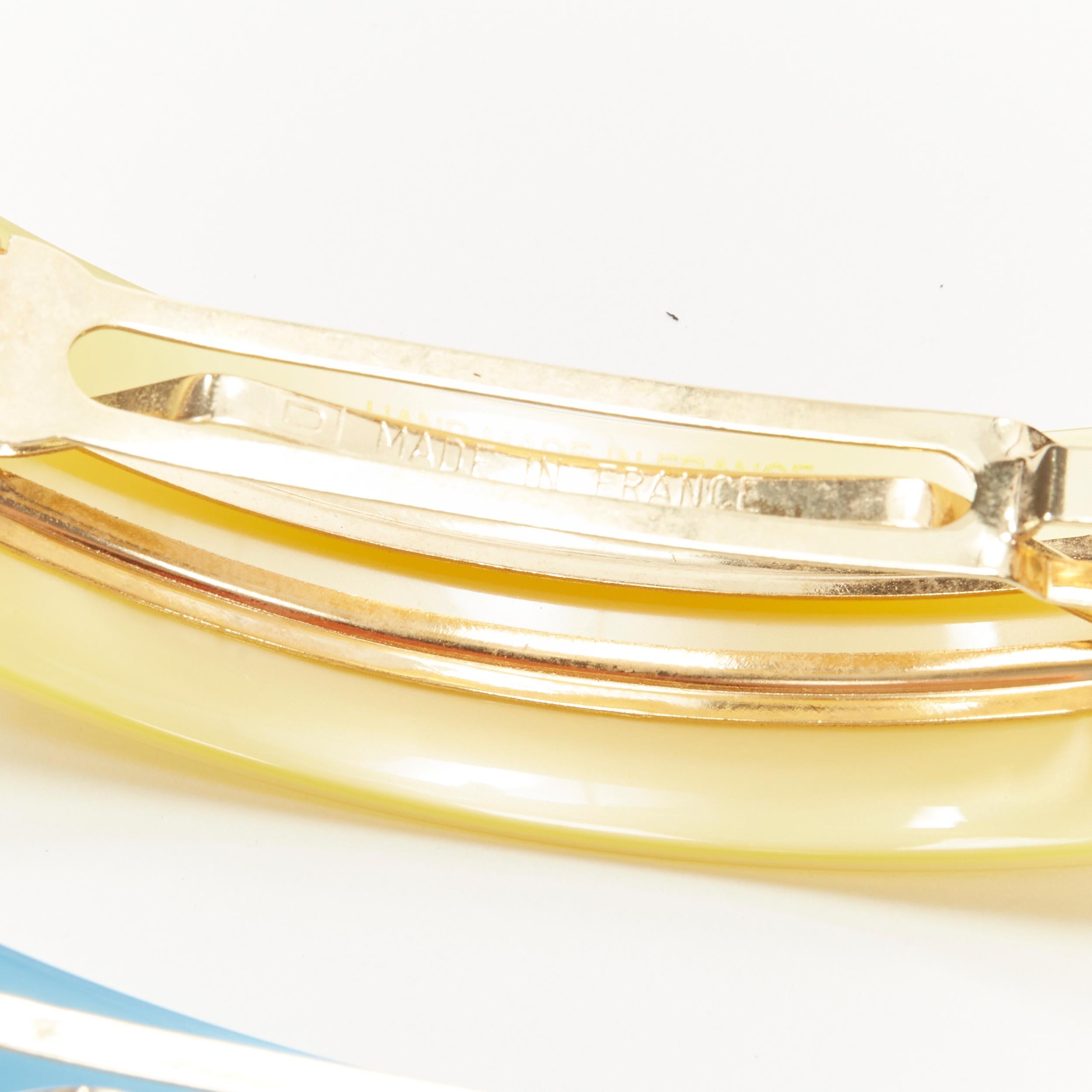 Women's CHIC & MODE Alexandre Zouari color block shiny surface logo acrylic clips X3 For Sale