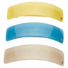 CHIC & MODE Alexandre Zouari color block shiny surface logo acrylic clips X3