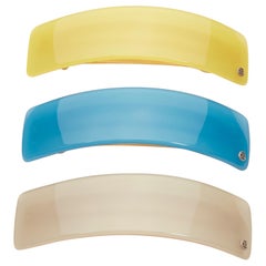 CHIC & MODE Alexandre Zouari color block surface brillante logo clips acryliques X3