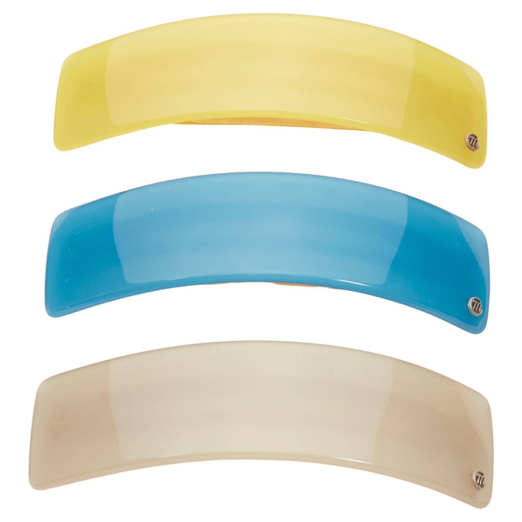 CHIC & MODE Alexandre Zouari color block shiny surface logo acrylic clips X3 For Sale