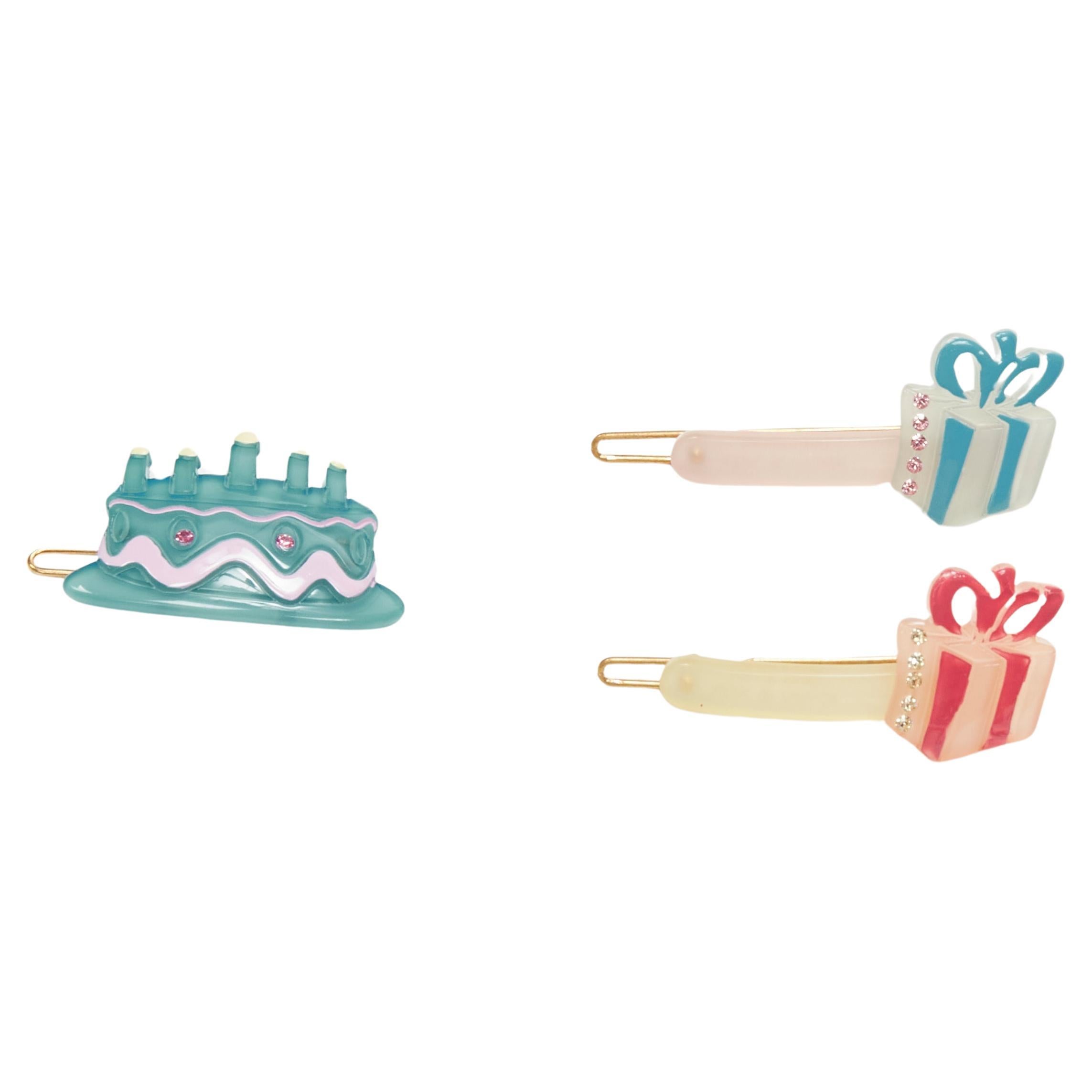 CHIC & MODE Alexandre Zouari cristal coloré gâteau d'anniversaire cadeaux pinces à cheveux X3 en vente