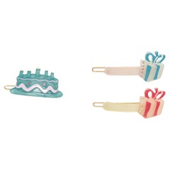 CHIC & MODE Alexandre Zouari colourful crystal birthday cake gifts hair clips X3