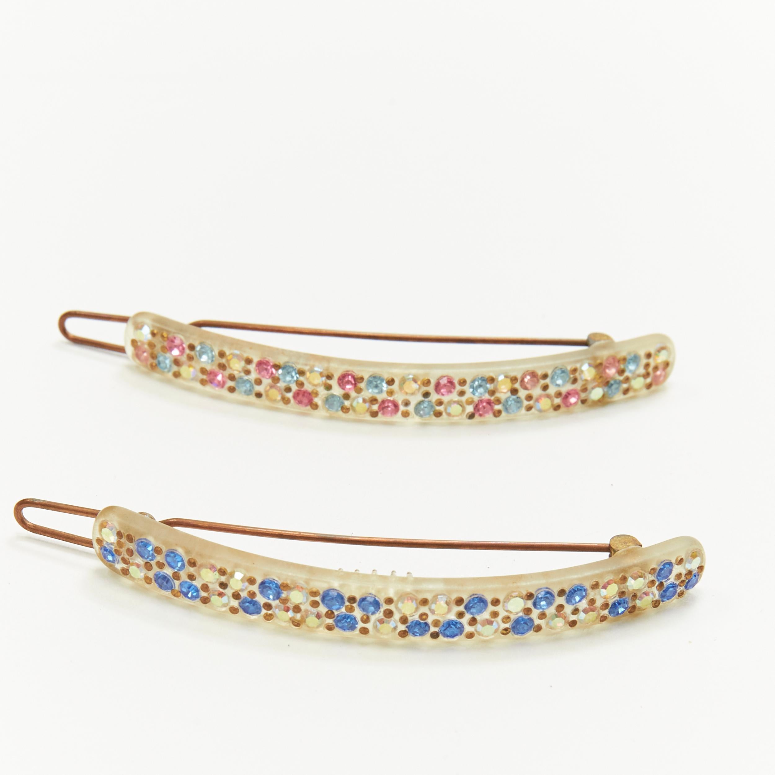 CHIC & MODE Alexandre Zouari colourful crystal embelished skinny bar clip X7 In Good Condition For Sale In Hong Kong, NT