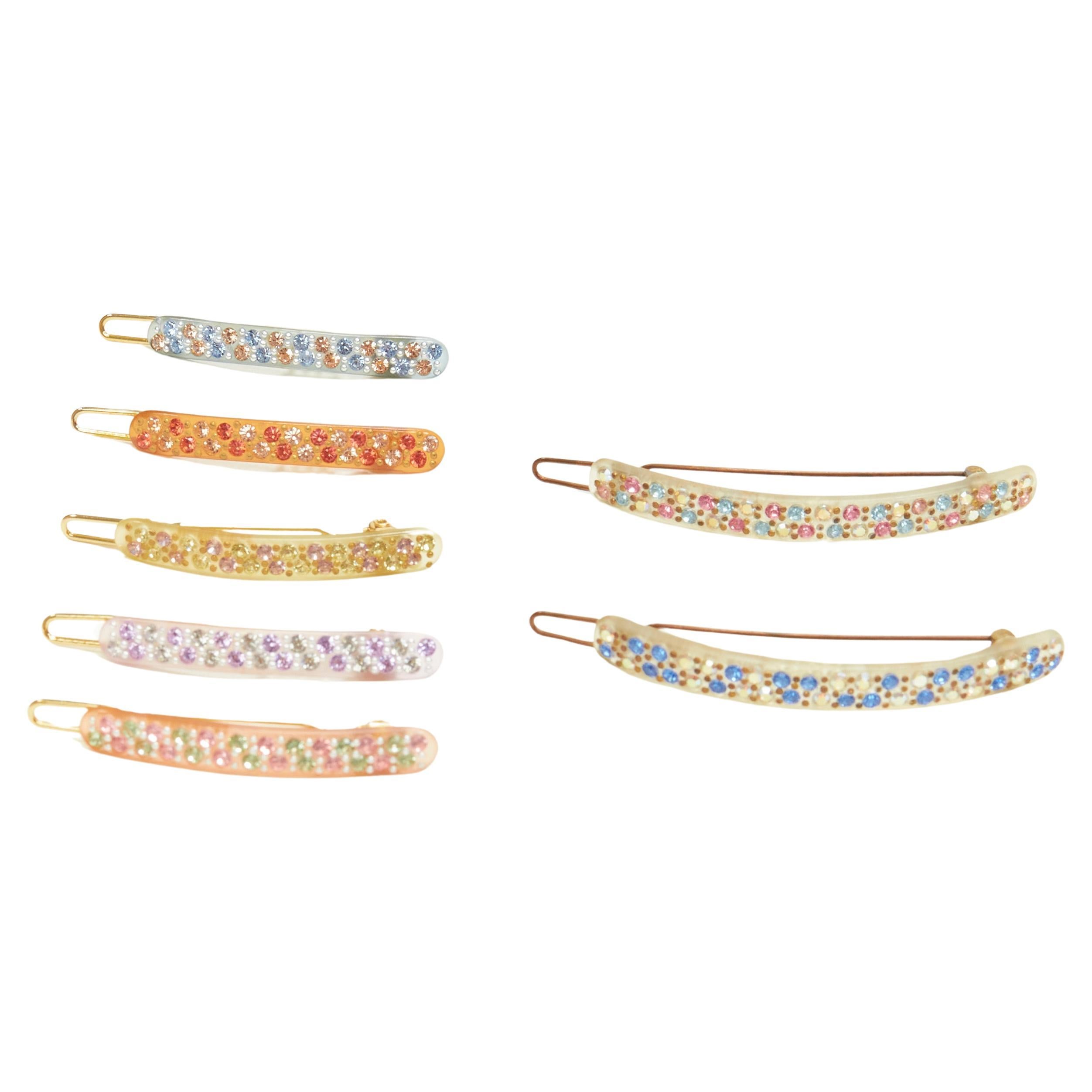 CHIC & MODE Alexandre Zouari colourful crystal embelished skinny bar clip X7 For Sale