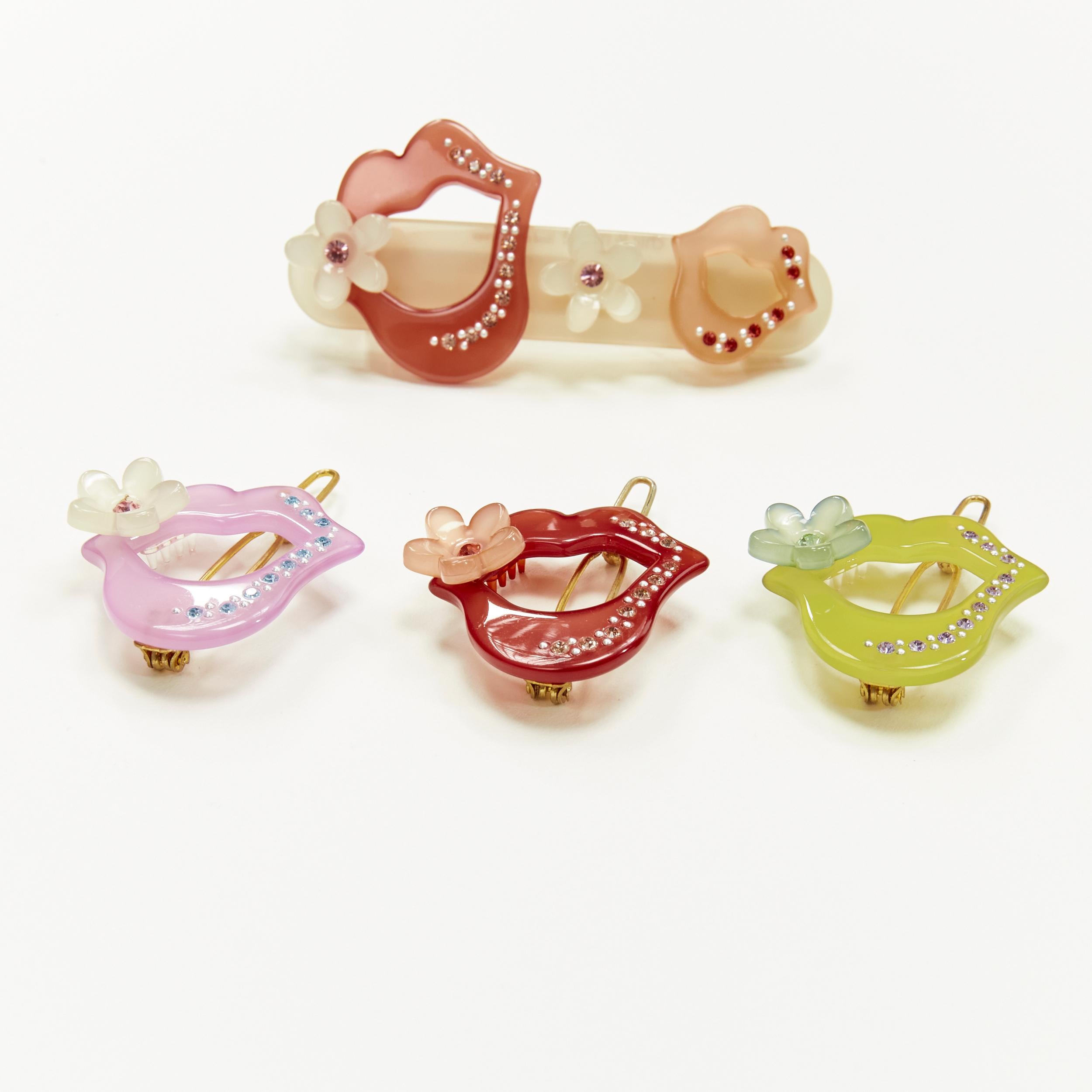 Beige CHIC & MODE Alexandre Zouari clips de fleurs à lèvres chantantes en cristal X4 en vente