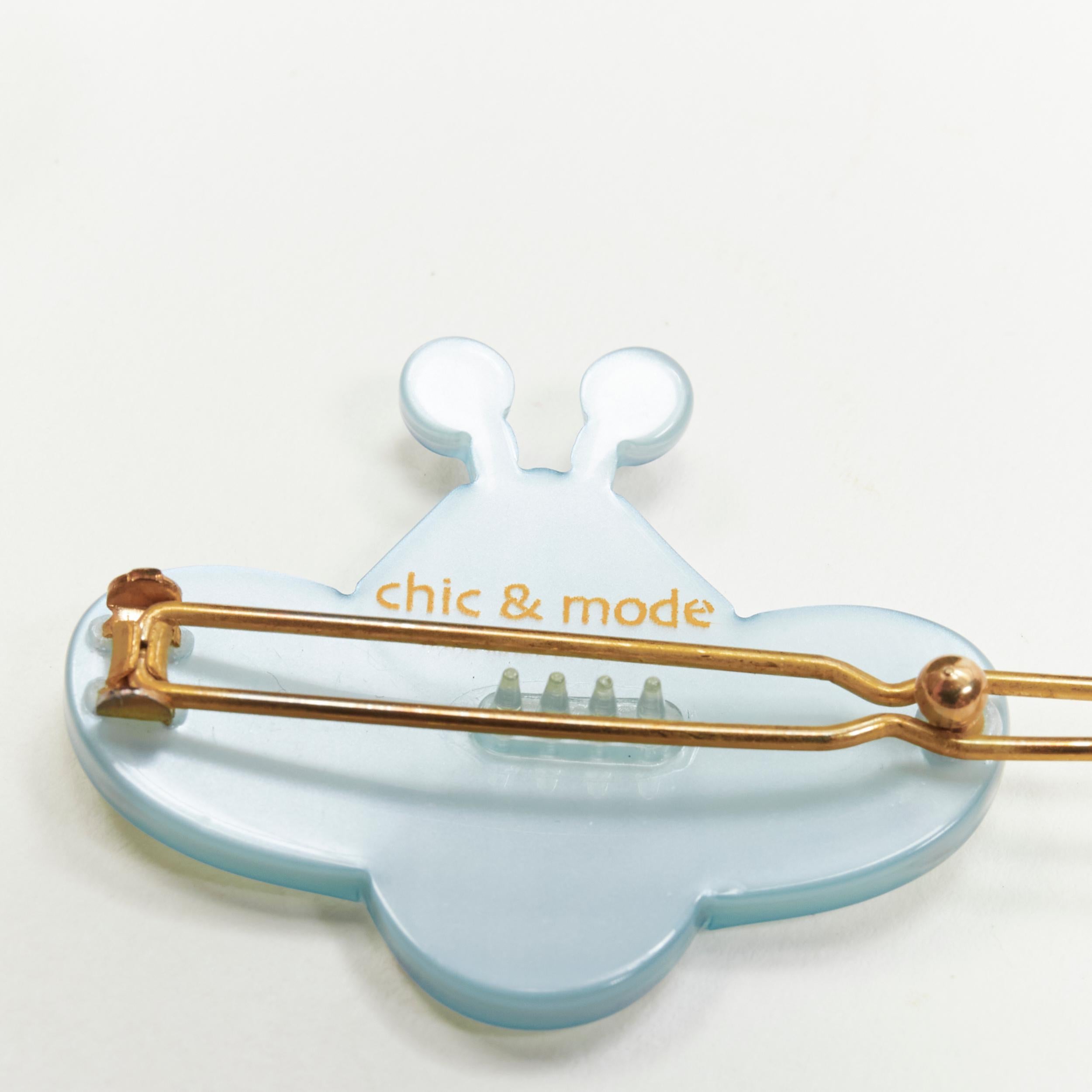 Women's CHIC & MODE Alexandre Zouari crystal bee blue acrylic hair band clip X2 For Sale