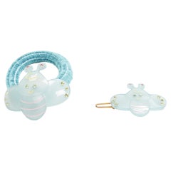 CHIC & MODE Alexandre Zouari crystal bee blue acrylic hair band clip X2