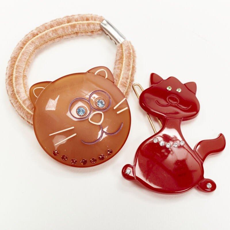 Beige CHIC & MODE Alexandre Zouari cravate pince à cheveux en cristal chat rouge peigne X10 en vente