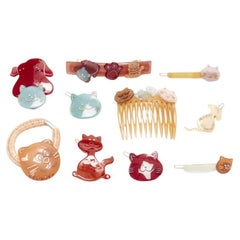 CHIC & MODE Alexandre Zouari crystal red cat crystal hair tie clip comb X10