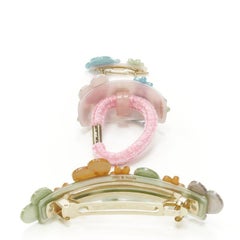 CHIC & MODE Alexandre Zouari crystals floral butterfly barrette hair tie clip X3