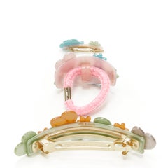 CHIC & MODE Alexandre Zouari crystals floral butterfly barrette hair tie clip X3