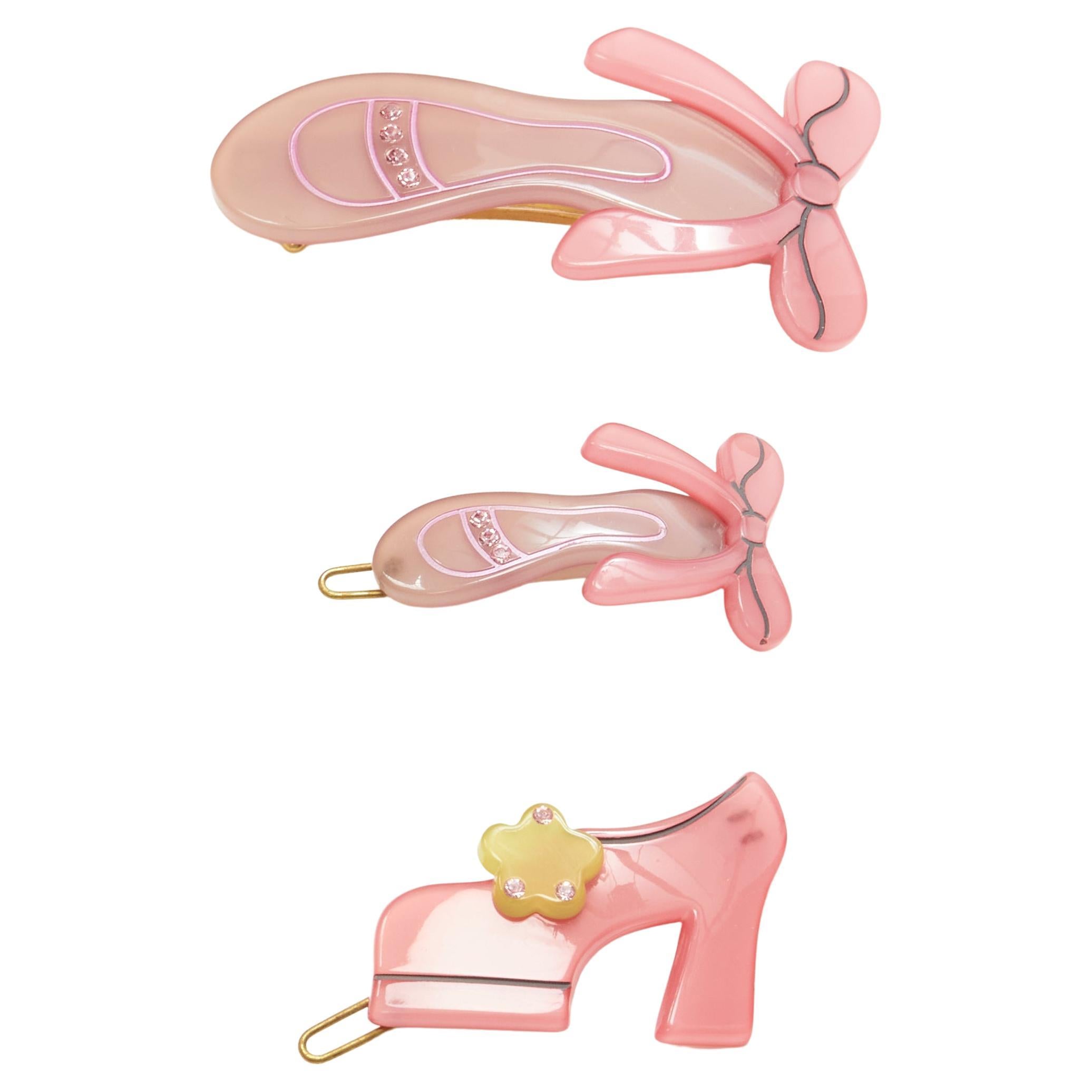 CHIC & MODE Alexandre Zouari LOT OF 3 pink ballerina shoes hair clip For Sale