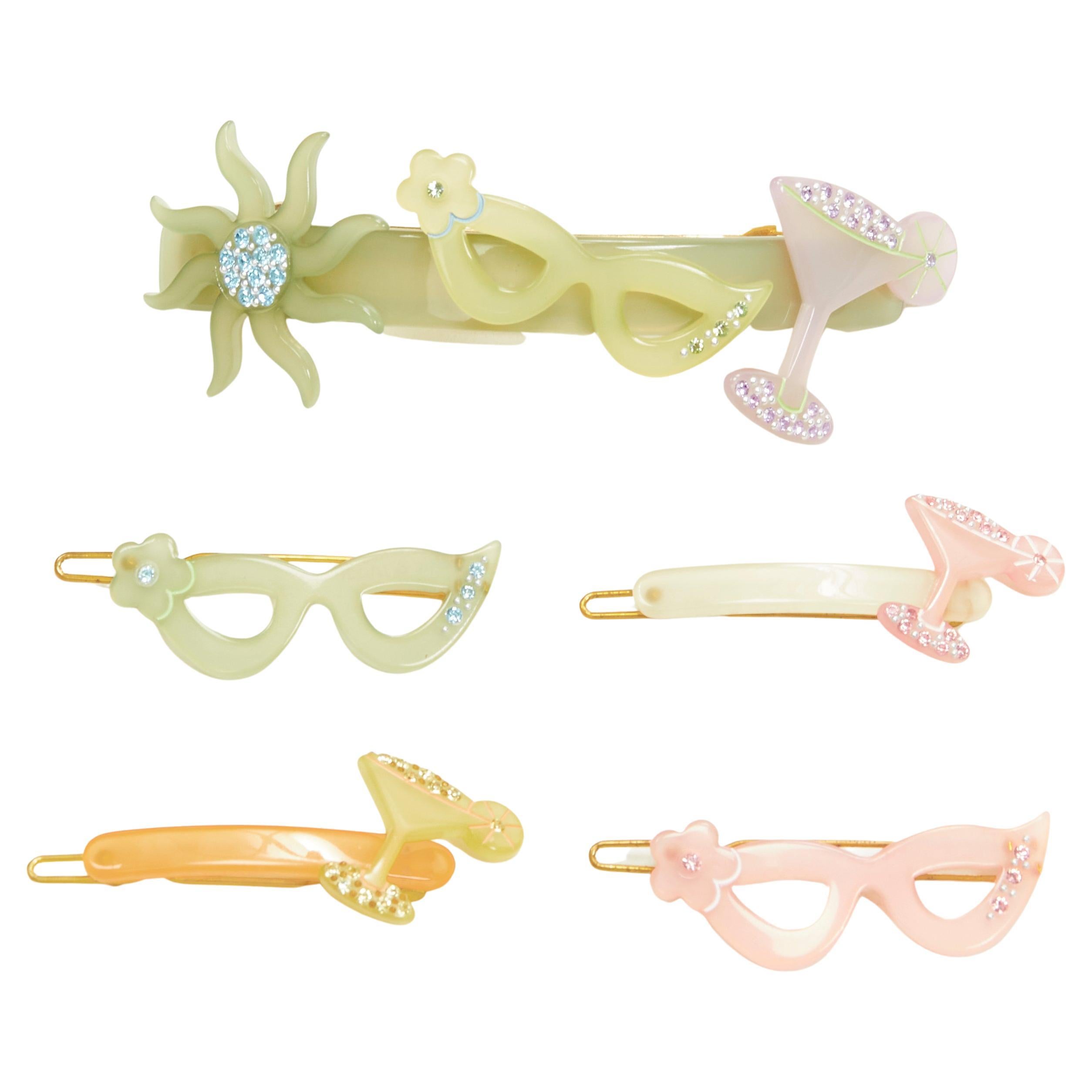 CHIC & MODE Alexandre Zouari LOT OF 5 cateye martini acrylic hair clip