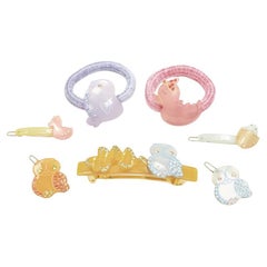 CHIC & MODE Alexandre Zouari LOT OF 5 crystal duck owl hair clip barette tie