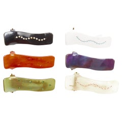 CHIC & MODE Alexandre Zouari LOT OF 6 crystal embellished plastic hair clips