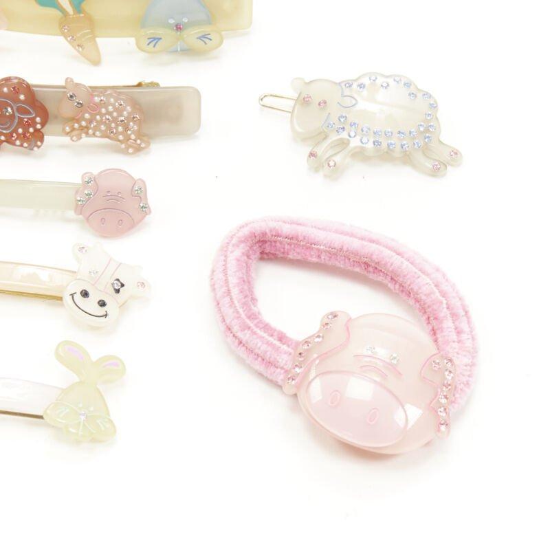 Women's CHIC & MODE Alexandre Zouari LOT OF 9 farm animal crystal acrylic hair clip ties For Sale