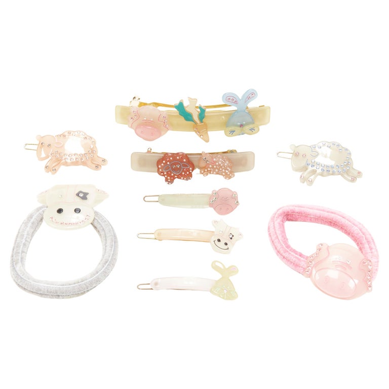 CHIC and MODE Alexandre Zouari LOT OF 9 farm animal crystal acrylic hair  clip ties For Sale at 1stDibs