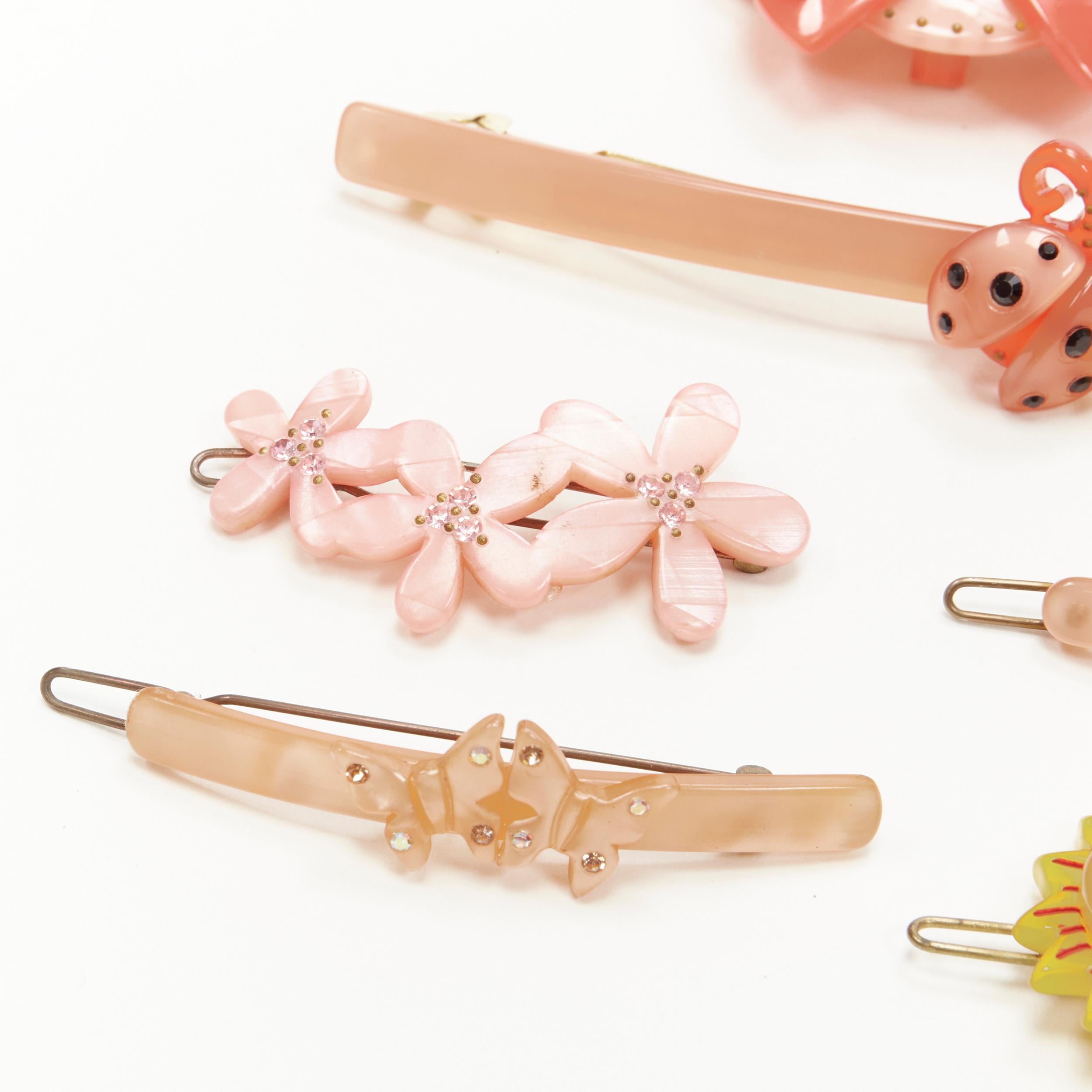 CHIC & MODE Alexandre Zouari orange butterfly beetles flower hair clip tie X6 In Good Condition For Sale In Hong Kong, NT