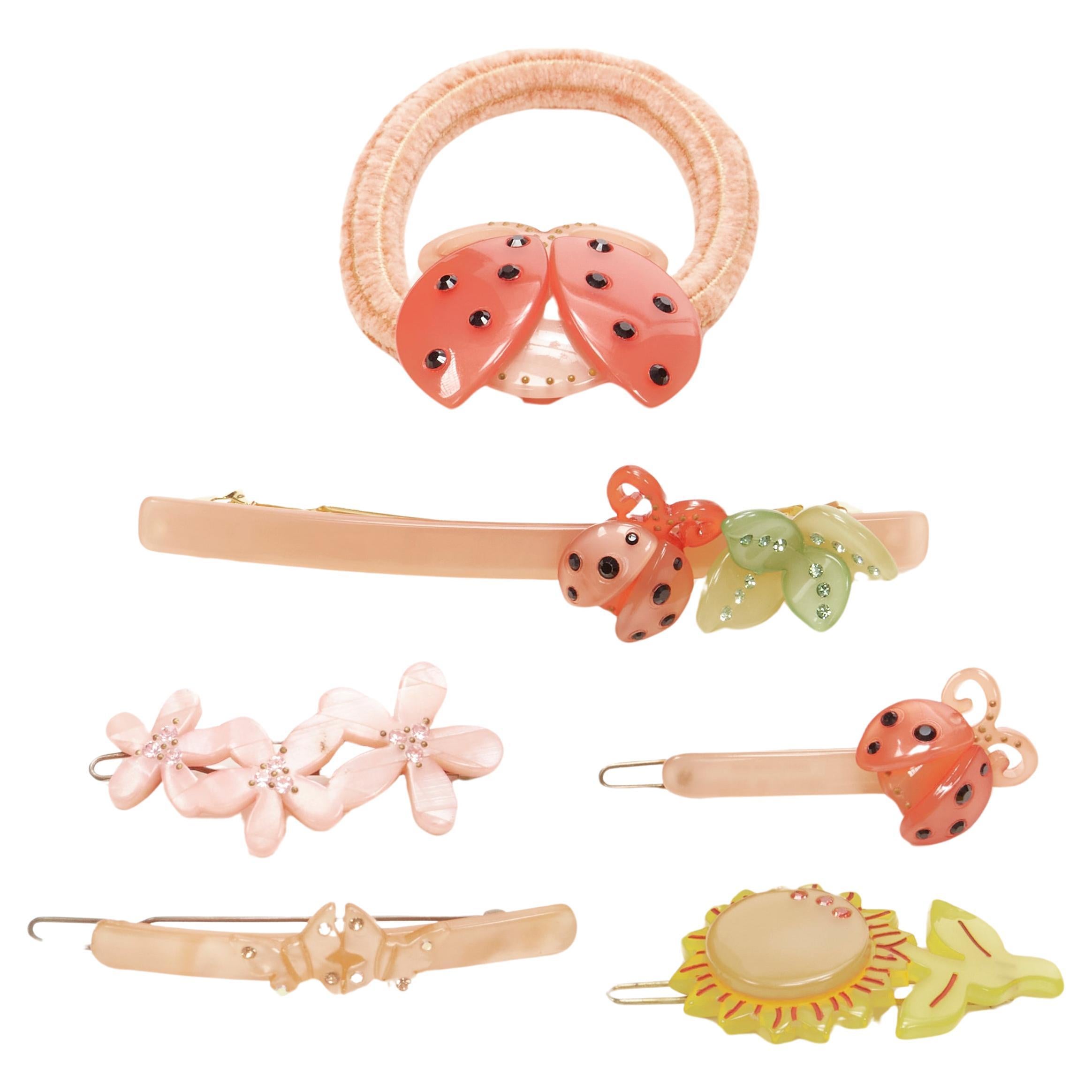 CHIC & MODE Alexandre Zouari orange butterfly beetles flower hair clip tie X6 For Sale