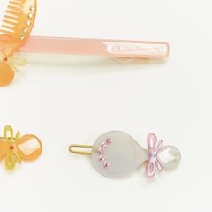 CHIC & MODE Alexandre Zouari orange grey combs lipstick acrylic clips X3