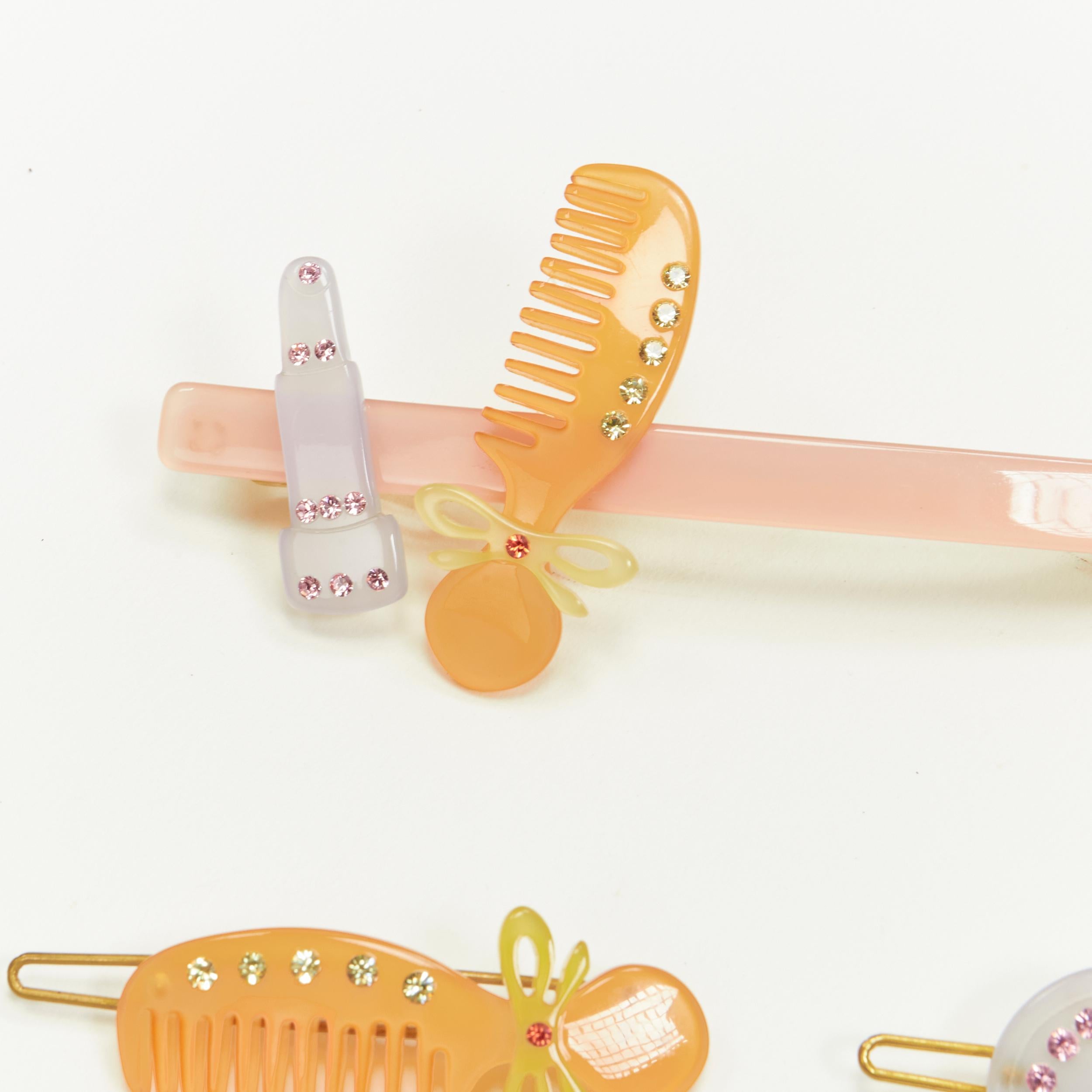 Gray CHIC & MODE Alexandre Zouari orange grey combs lipstick acrylic clips X3 For Sale