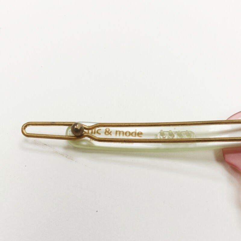 CHIC & MODE Alexandre Zouari pastel cystal bow purse acrylic hair clip tie X6 For Sale 1