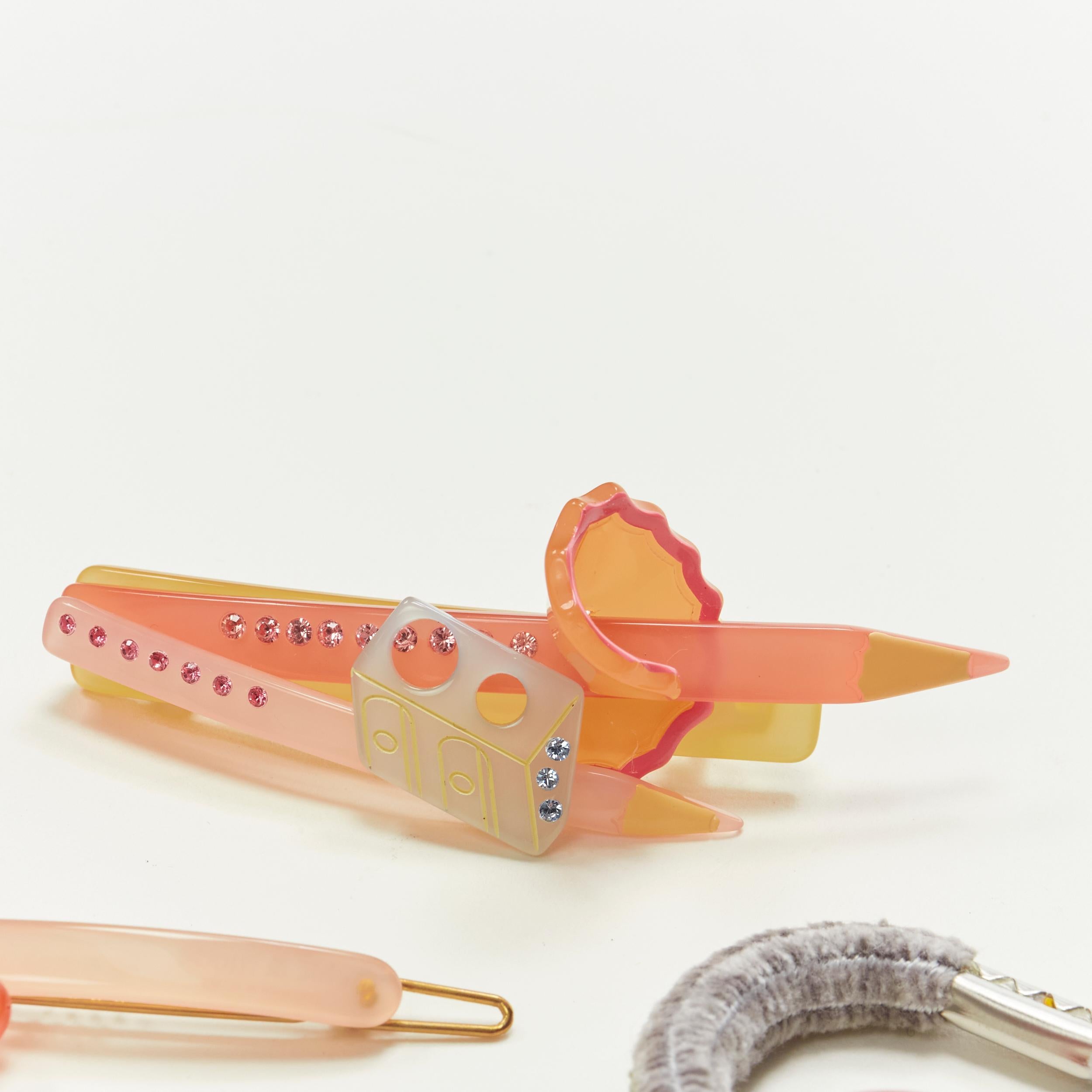 Beige CHIC & MODE Alexandre Zouari pink brush stationary acrylic crystal clip tie X4 For Sale